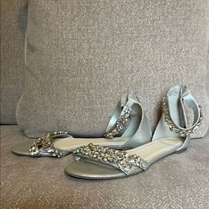 Db Studio Elegant Silver Embellished Women's Sandals, Size 10